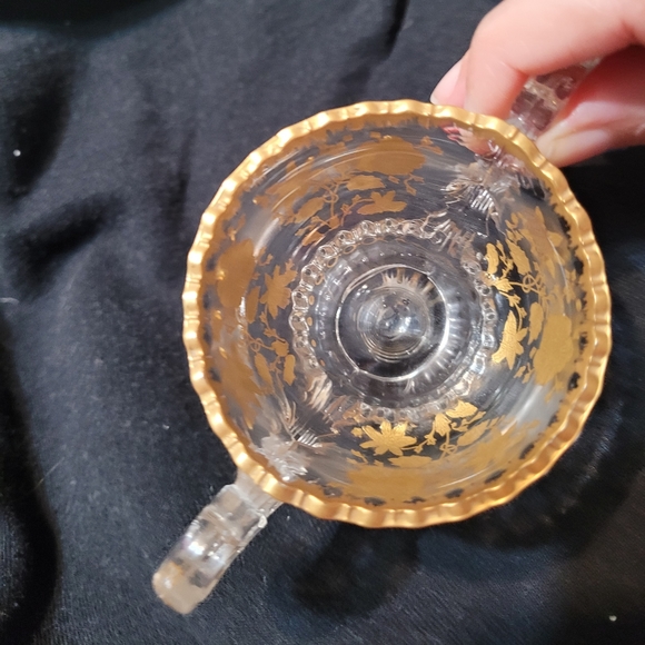 Vintage Cambridge Rose Point Gold Encrusted Individual Size Sugar & Creamer Set - Picture 2 of 7